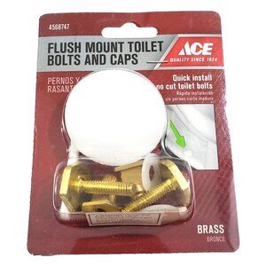 Ace Hardware 4568747 Flush Mount Toilet Bolts & Caps Brass Quick Install